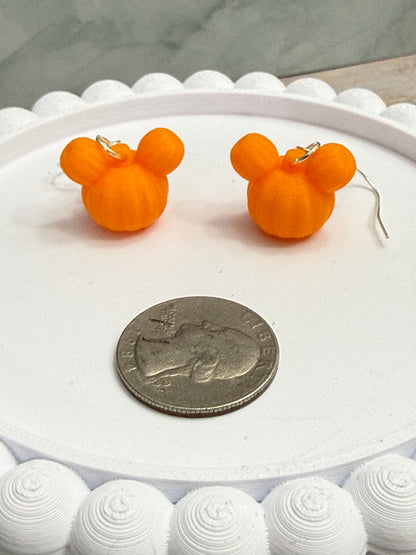 Mouse Pumpkin- 3D Printed Earrings - Halloween