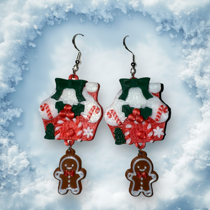 Gingerbread House- 3D Printed Earrings - Christmas