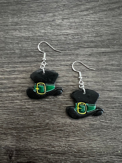 Top Hat Dangle- St. Patrick's-  Hook Earring