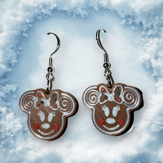 Gingerbread Min Head- 3D Printed Earrings