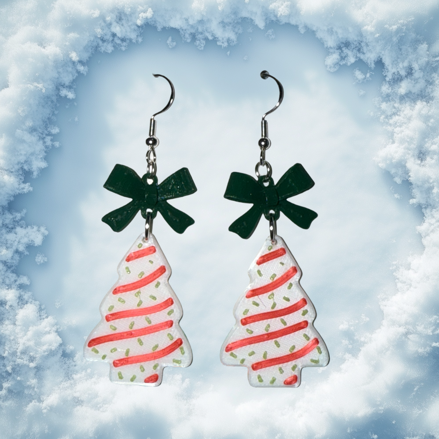 Christmas Tree Cake- 3D Printed Earrings