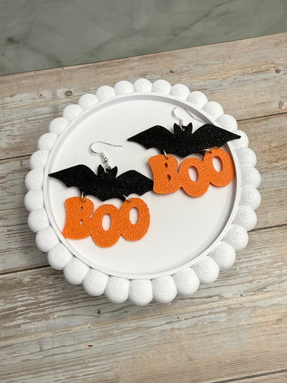 Boo Bat- 3D Printed Earrings - Halloween