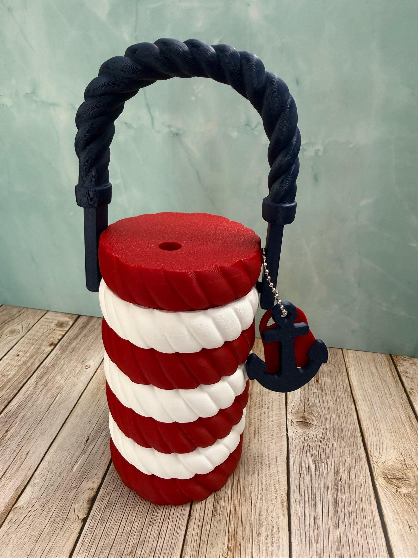 Nautical Rope Red, White, and Blue Cooler 12 oz Can Holder- 3D print