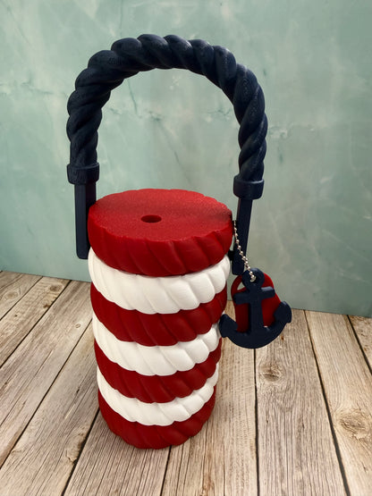 Nautical Rope Red, White, and Blue Cooler 12 oz Can Holder- 3D print