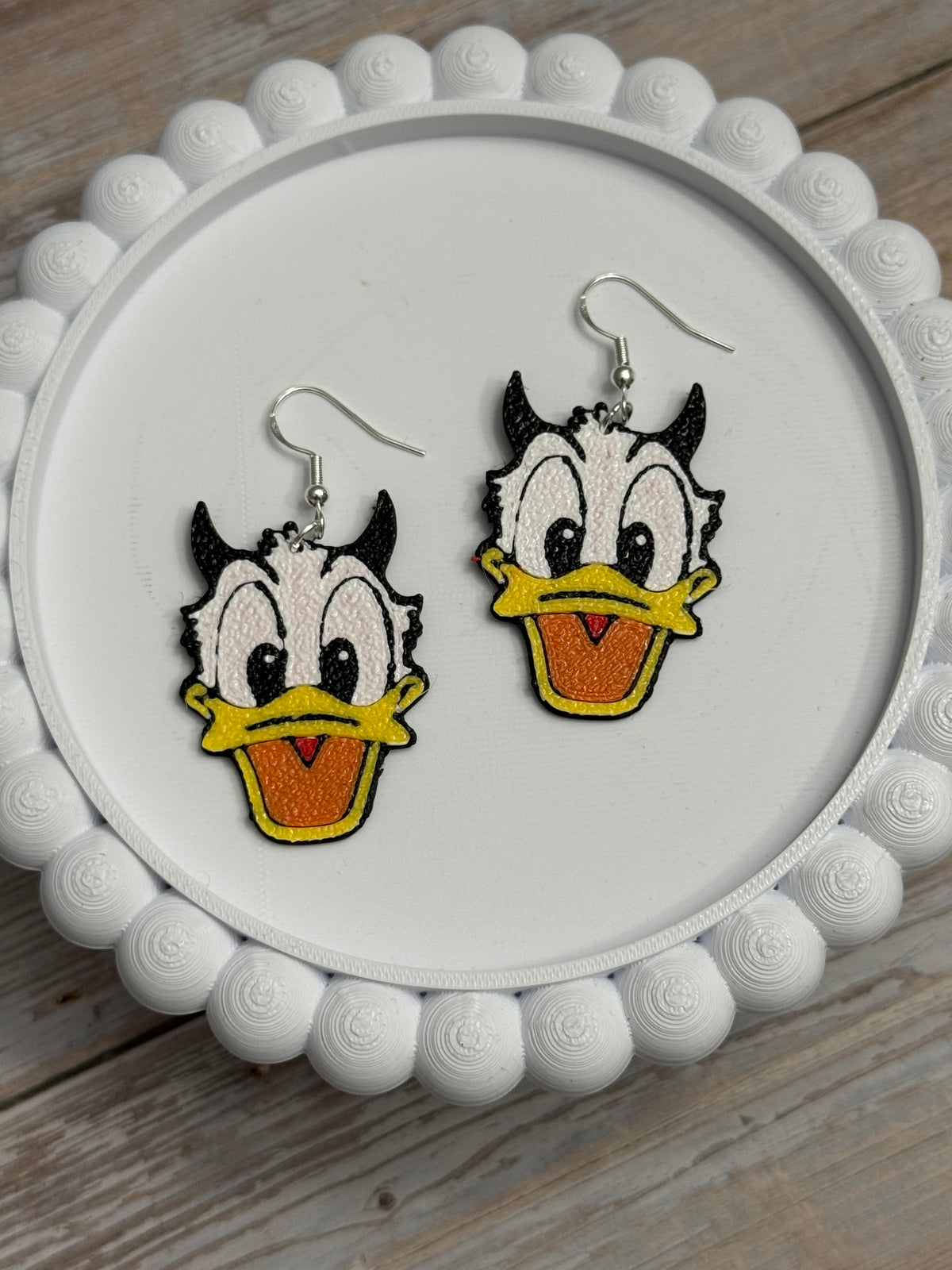 Devil Don Duck- 3D Printed Earrings - Halloween
