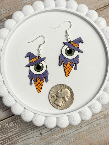 Eye Scream- 3D Printed Earrings - Halloween