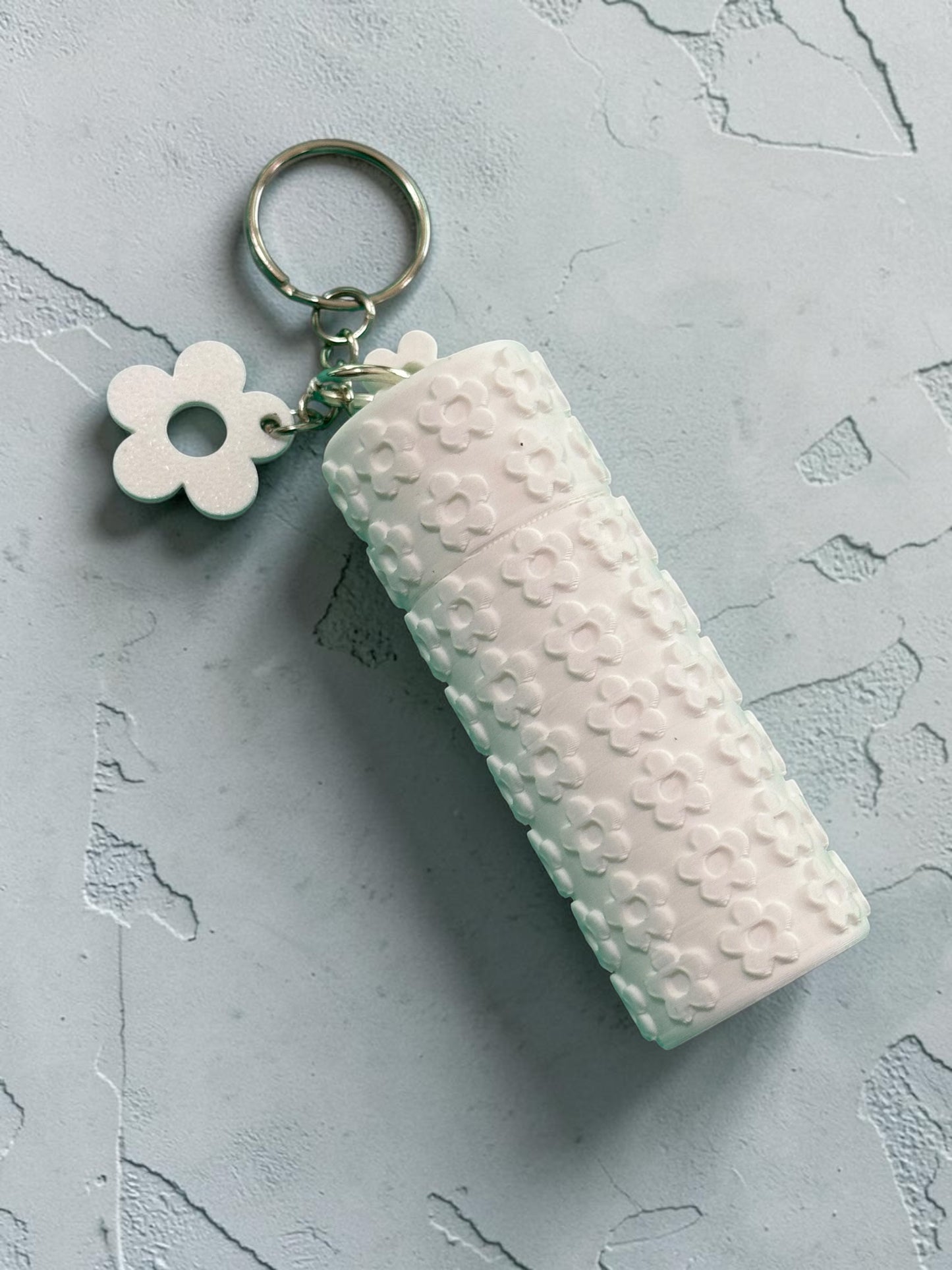 Floral Holder Keychain- 3D print- white