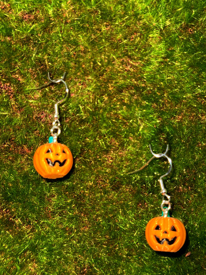Tiny Jack-o-lantern - 3D Printed Earrings - Halloween