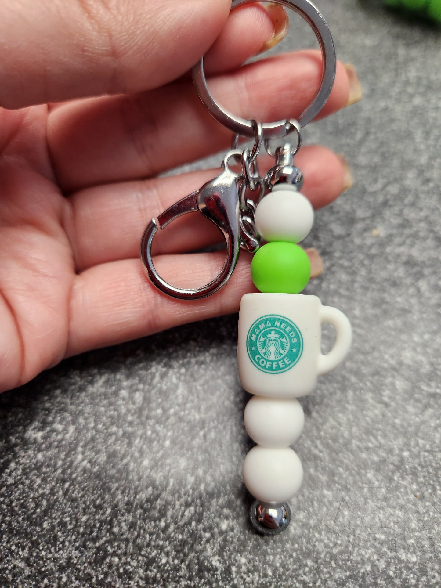 Green Bear Silicone Beaded Pen or Keychain