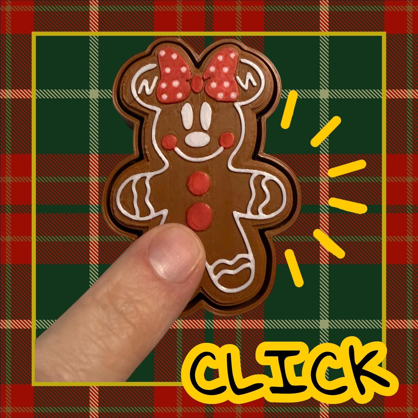 Gingerbread Min Mouse- Fidget Clicker- 3D Printed - Christmas