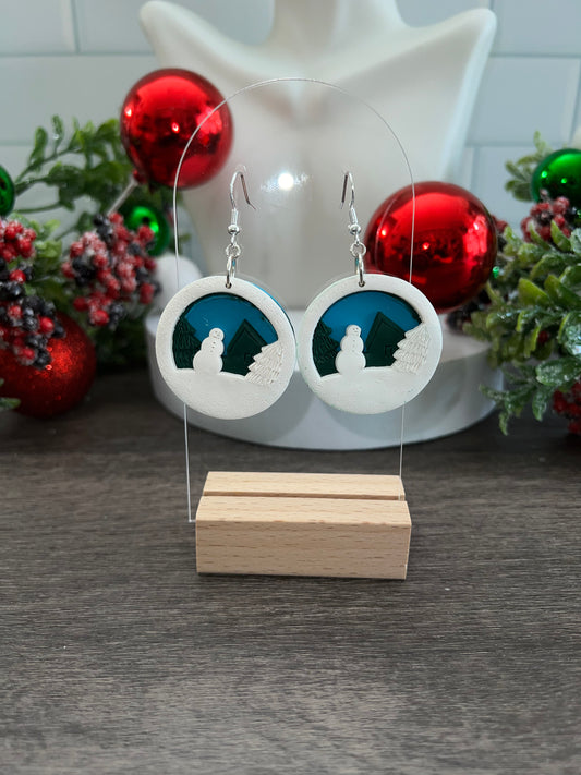 Layered Winter Scene- Merry Collection- Hook Earring