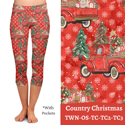 Country Christmas - Leggings & Capris with Pockets