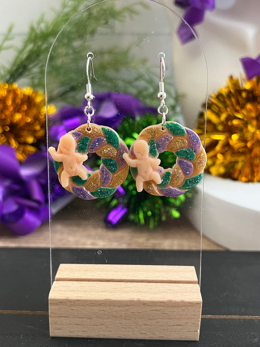 King Cakes- Mardi Gras- Hook Earring