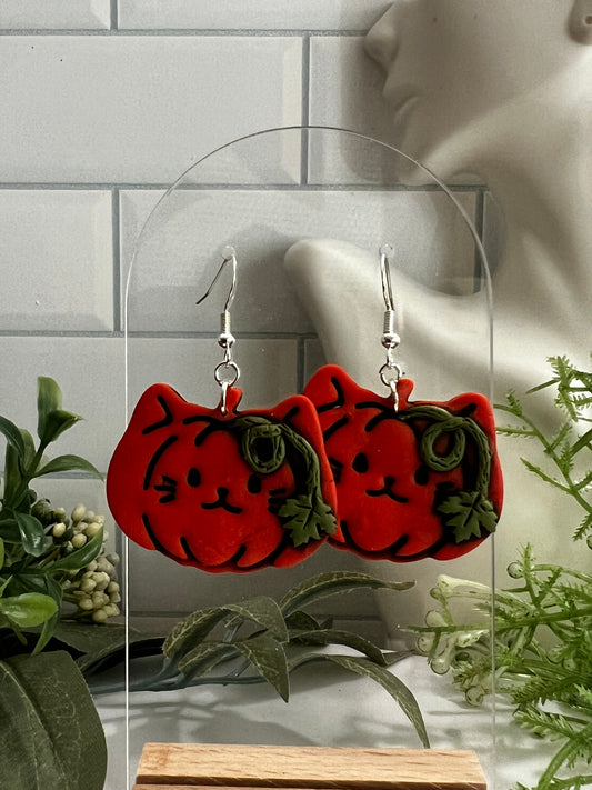 Pumpkin Cat- Hook Earring