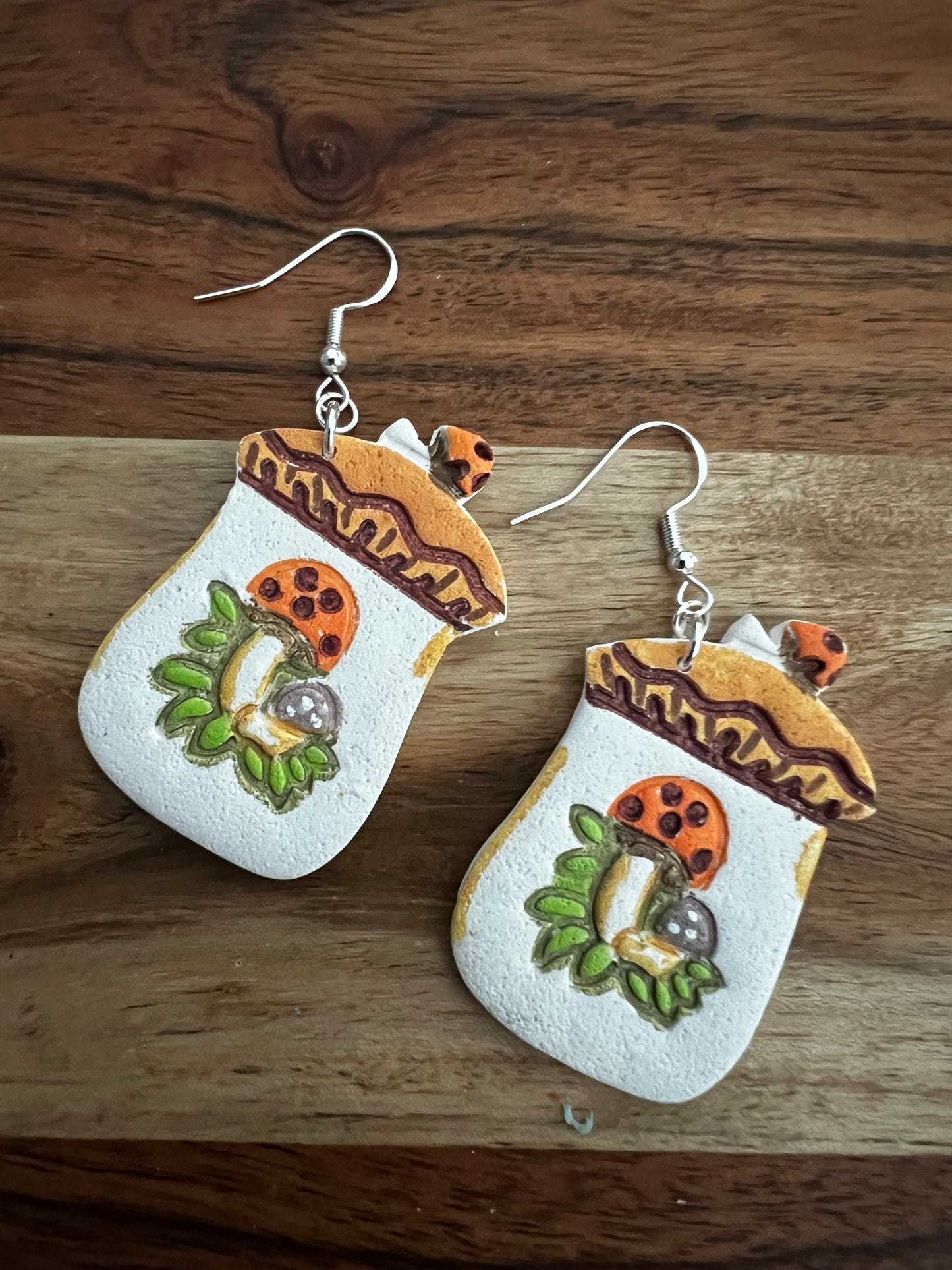 Retro Mushroom Canister-  Hook Earring