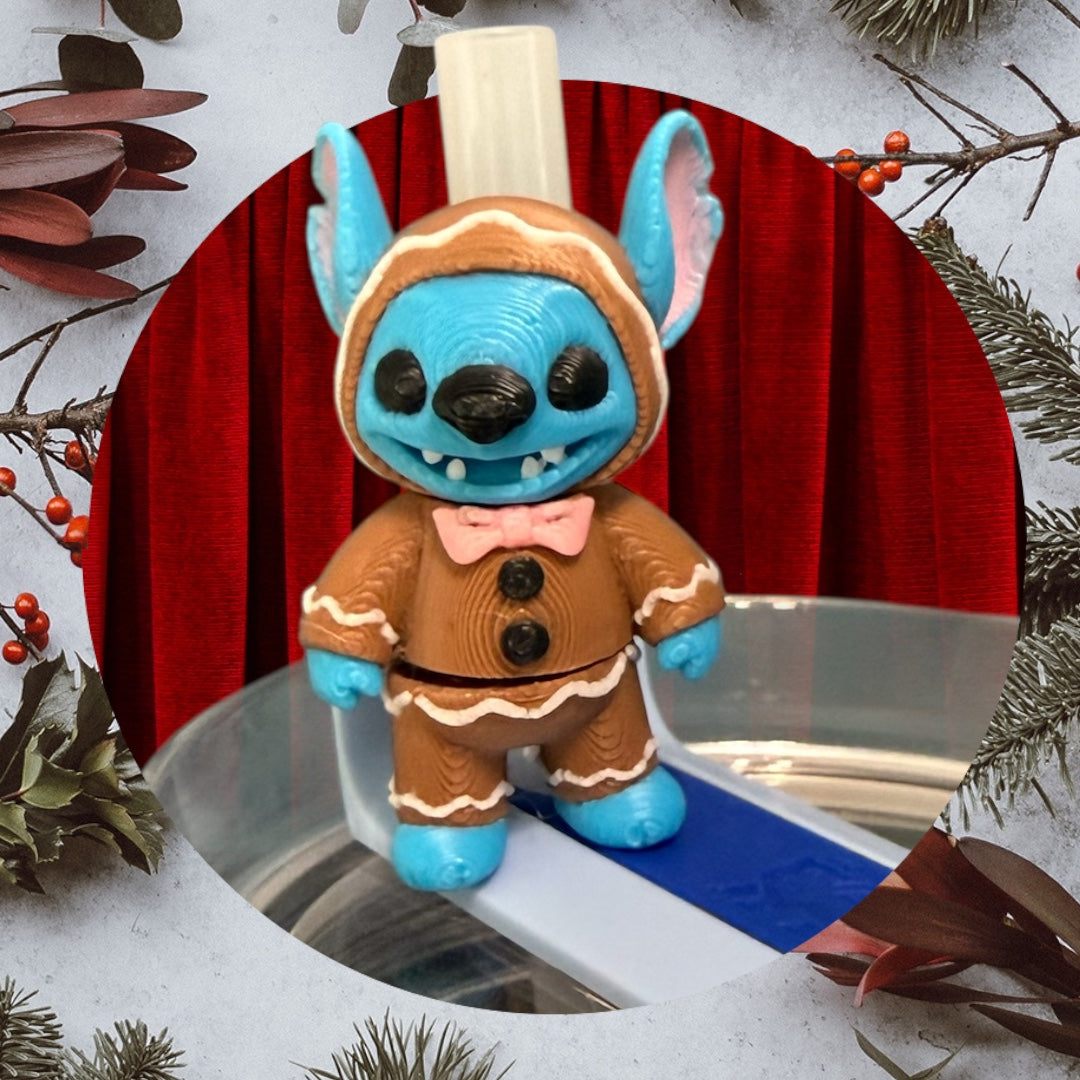 Gingerbread Alien- Straw Buddy- 3D Printed