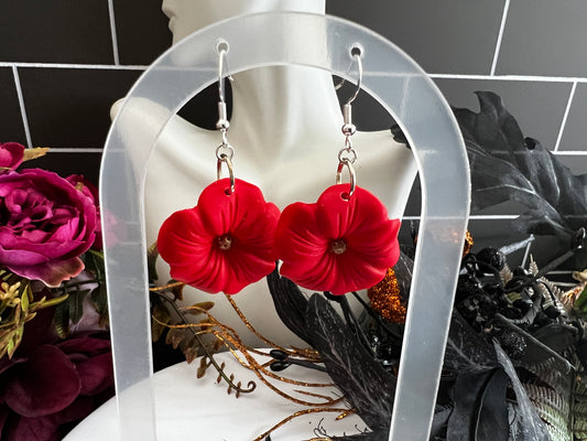 Poppy Flower Hook Earring