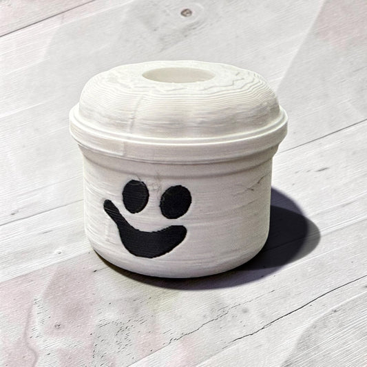 White Halloween Bucket- Straw Topper- 3D Printed