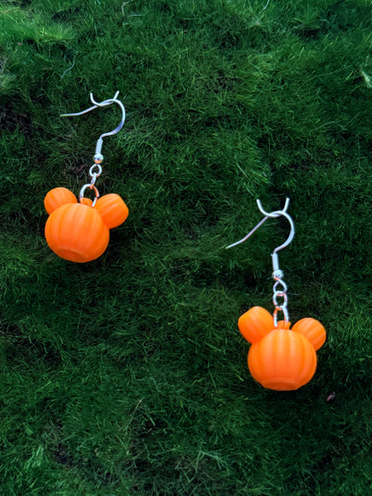 Mouse Pumpkin- 3D Printed Earrings - Halloween
