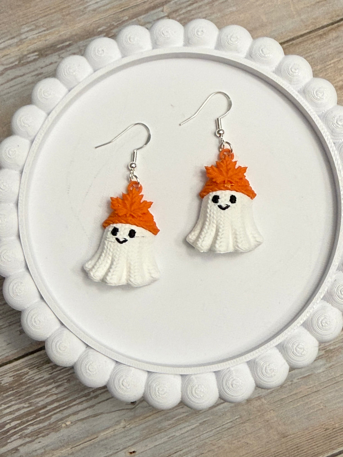 Maple Ghostie- 3D Printed Earrings - Halloween
