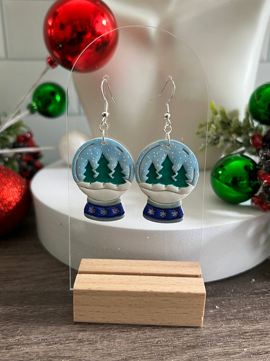 Snow Globe Trees- Merry Collection- Hook Earring