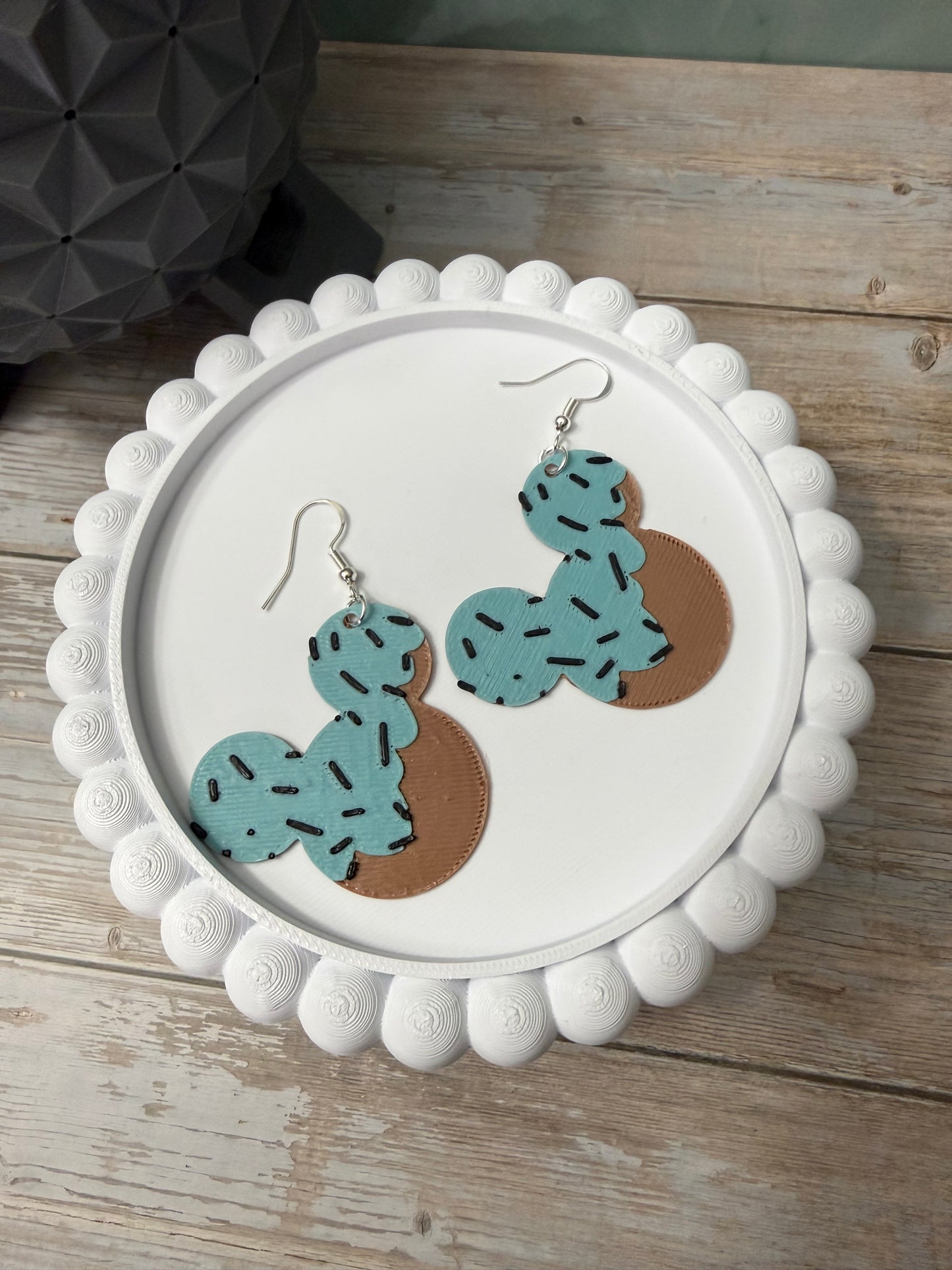 Mouse Ice Cream Cookie Mint- 3D Printed Earrings