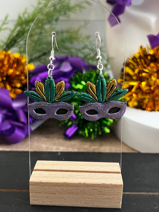 Feather Mask- Mardi Gras- Hook Earring