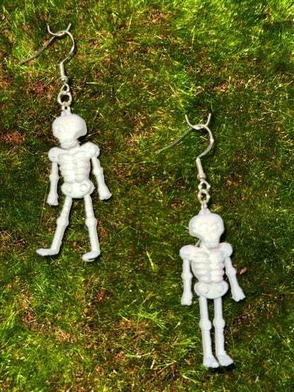 Wiggly Skeletons- 3D Printed Earrings - Halloween