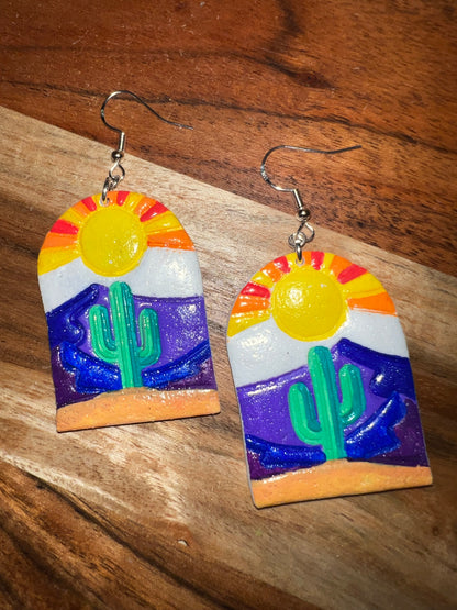 Cactus Sunrise- Hook Earring