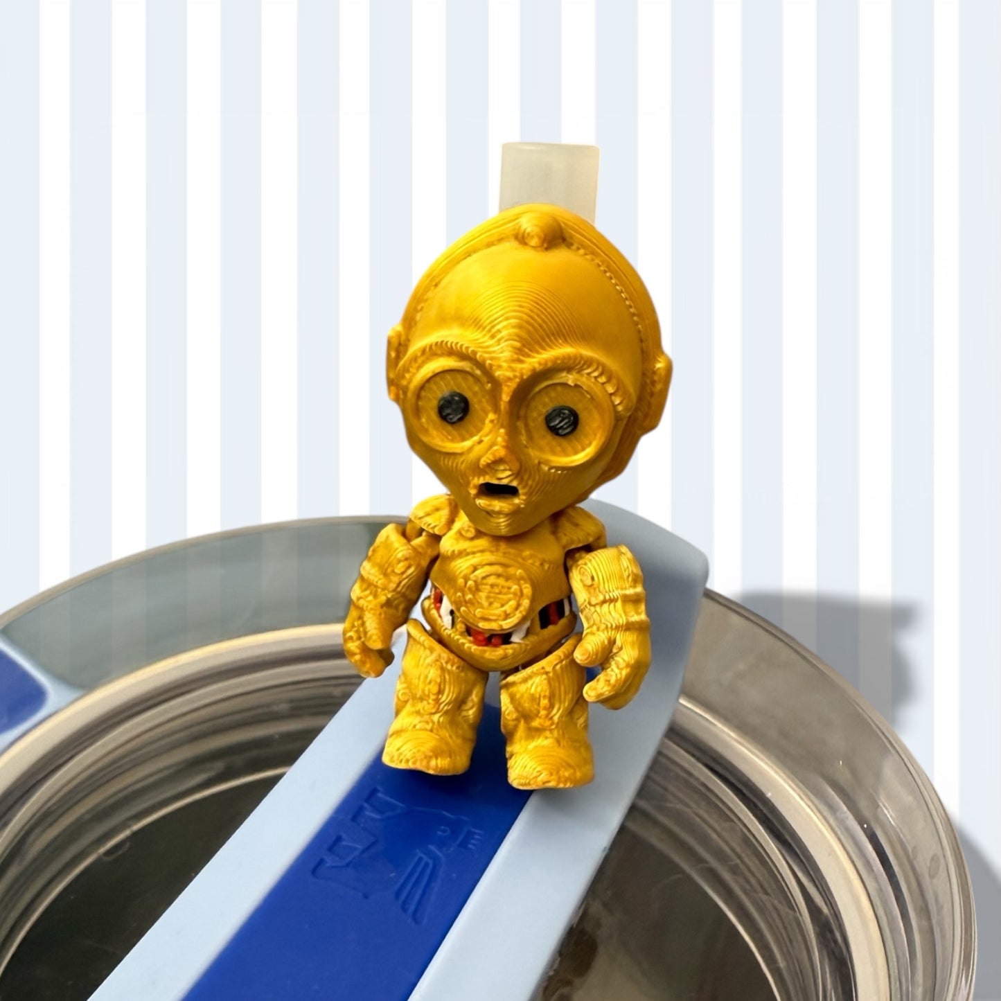Gold Droid- Straw Buddy- 3D Printed