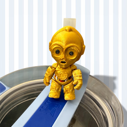 Gold Droid- Straw Buddy- 3D Printed