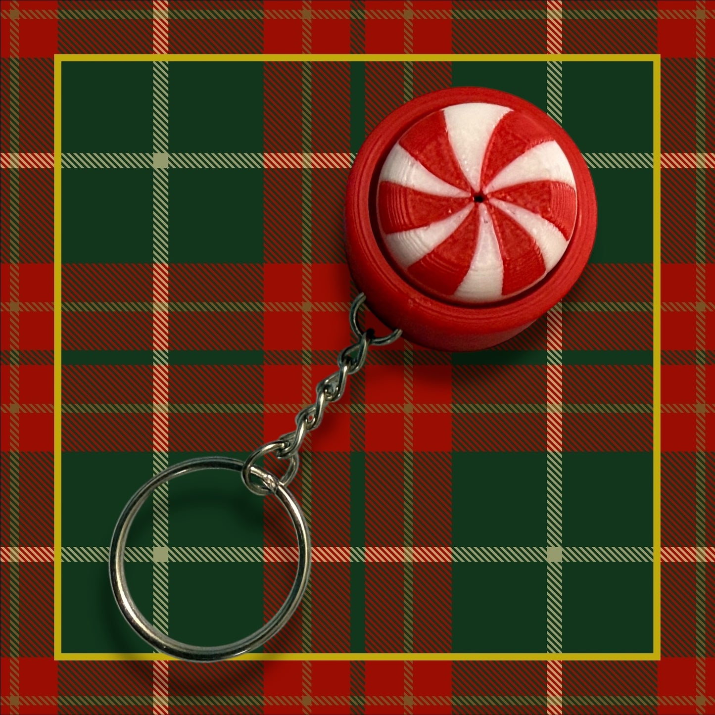 Peppermint Candy Keychain- Fidget Clicker- 3D Printed - Christmas