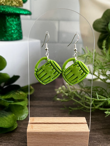 Small Green Beer Mug- St. Patrick's-  Hook Earring