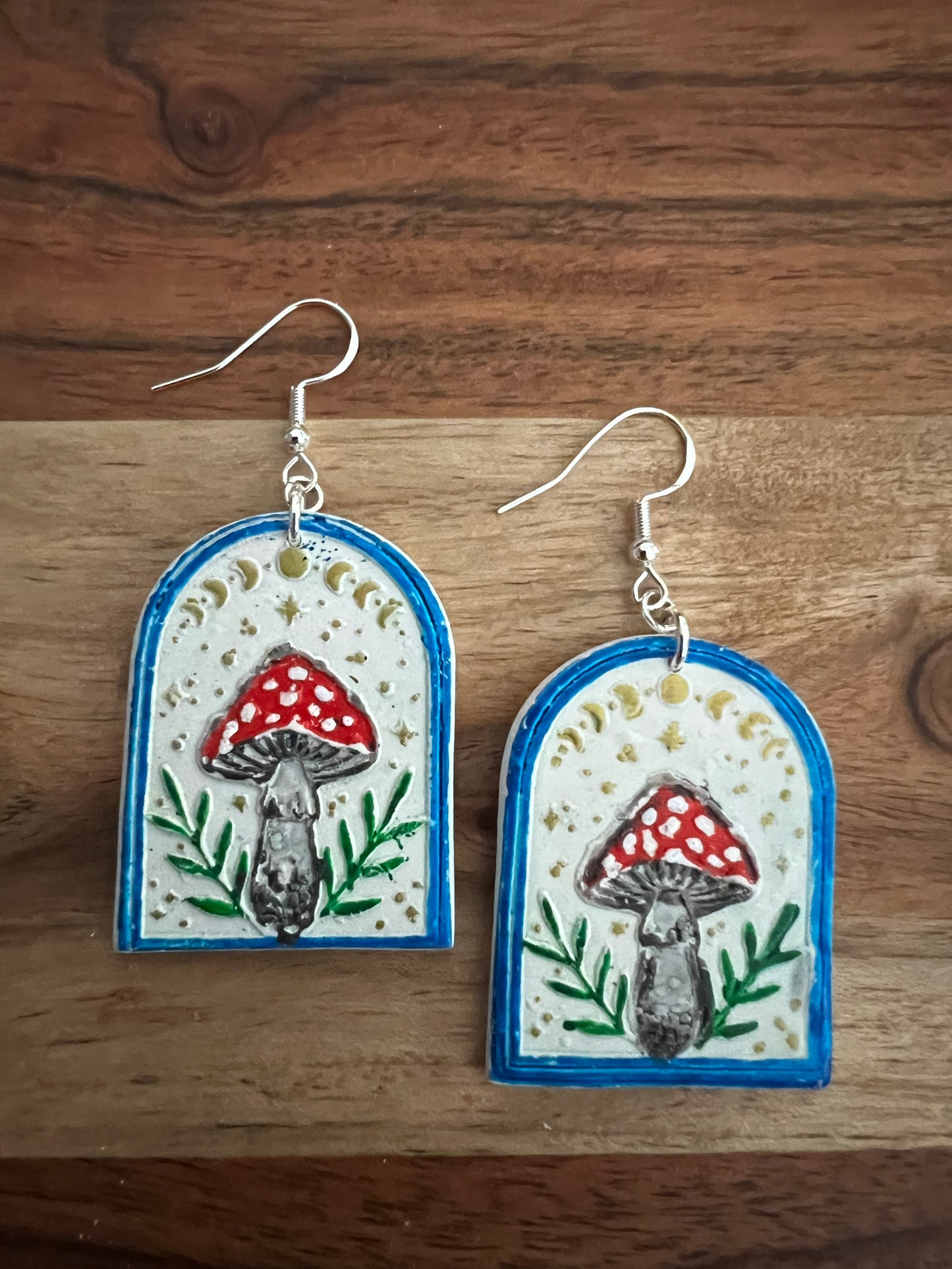 Mushroom Arch- Blue-  Hook Earring