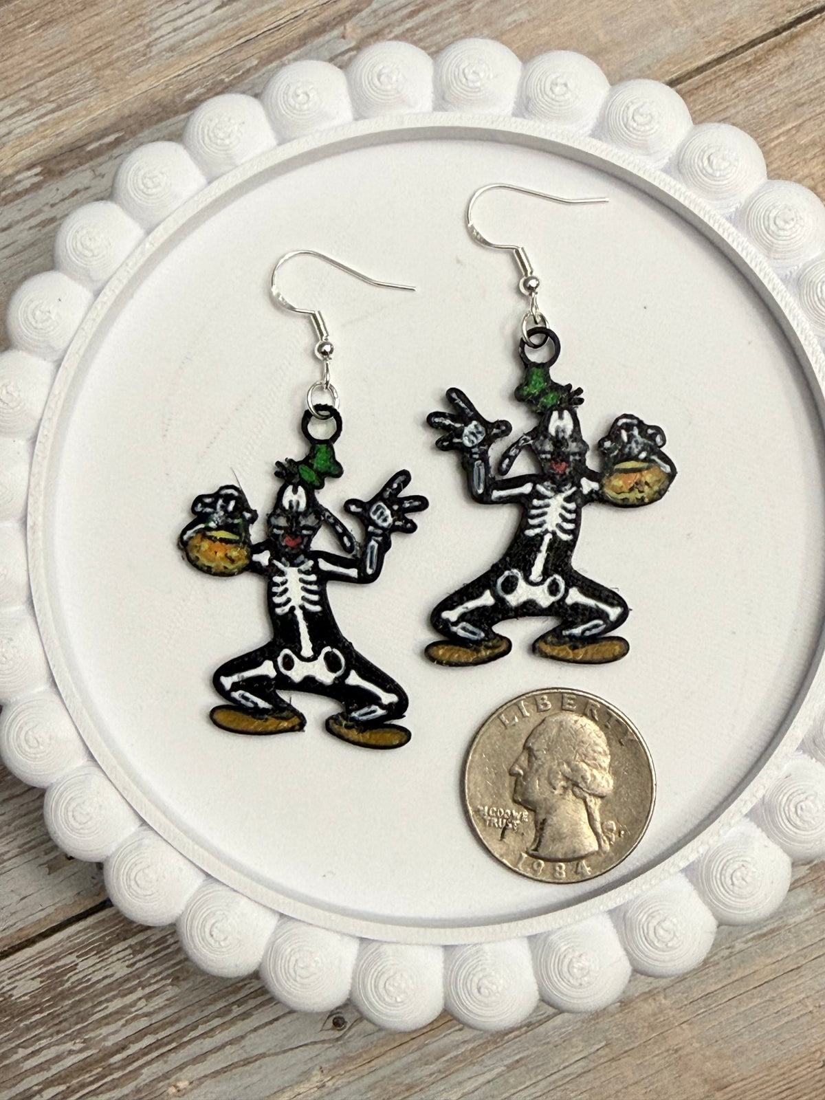 Skeleton Goof- 3D Printed Earrings - Halloween