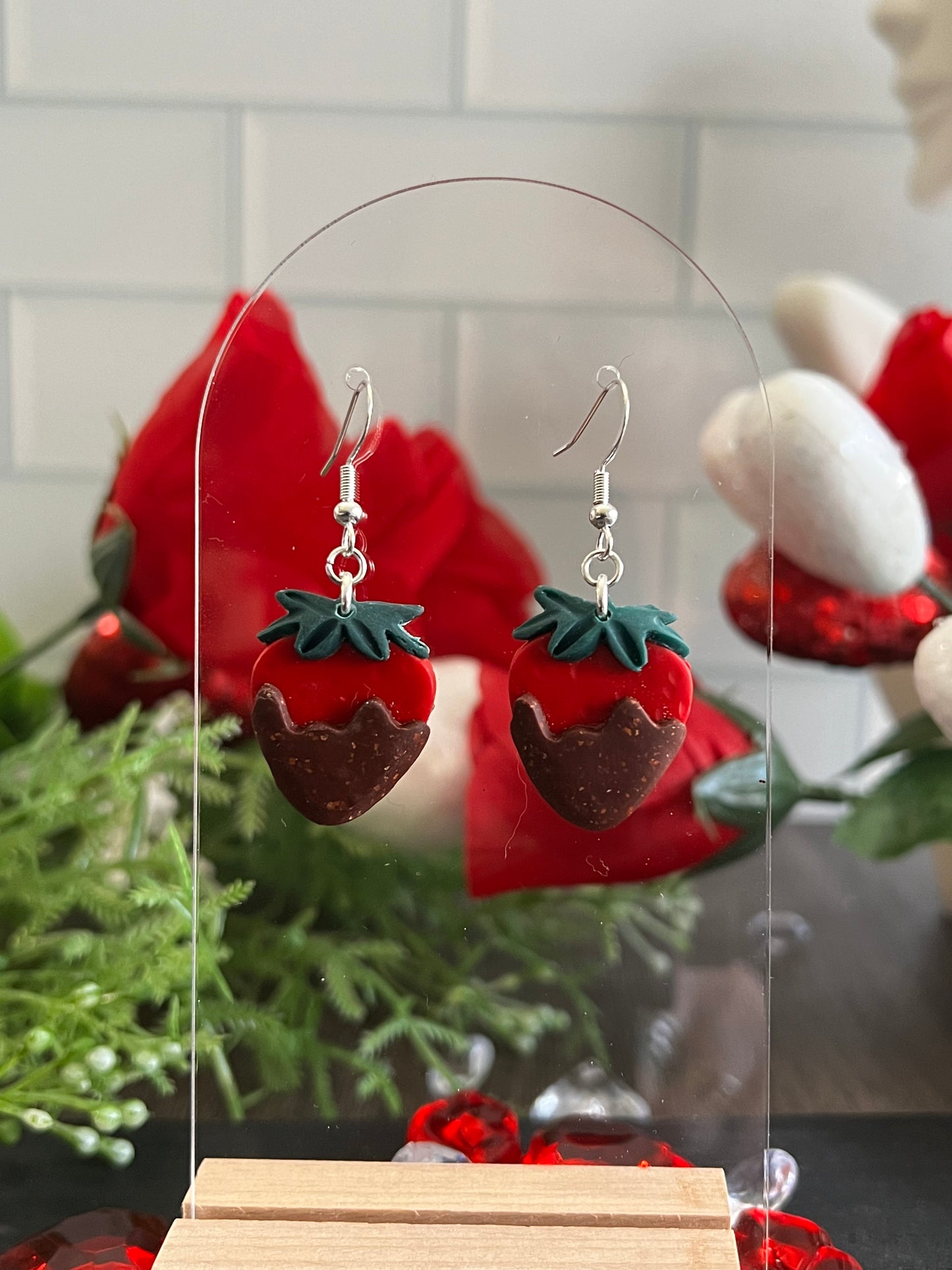 Chocolate Covered Strawberries- Valentine’s- Hook Earring