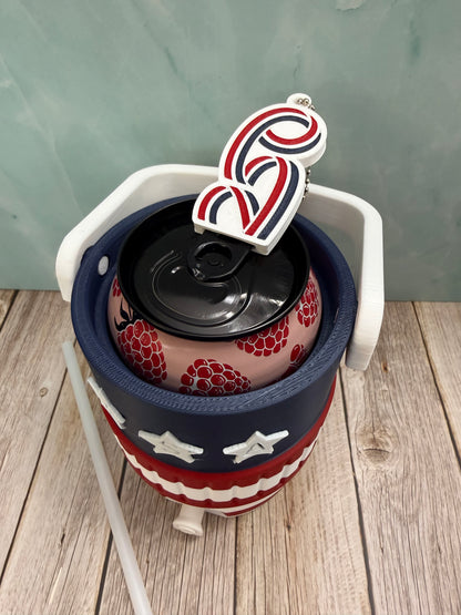 USA Red, White, and Blue Cooler 12 oz Can Holder- 3D print