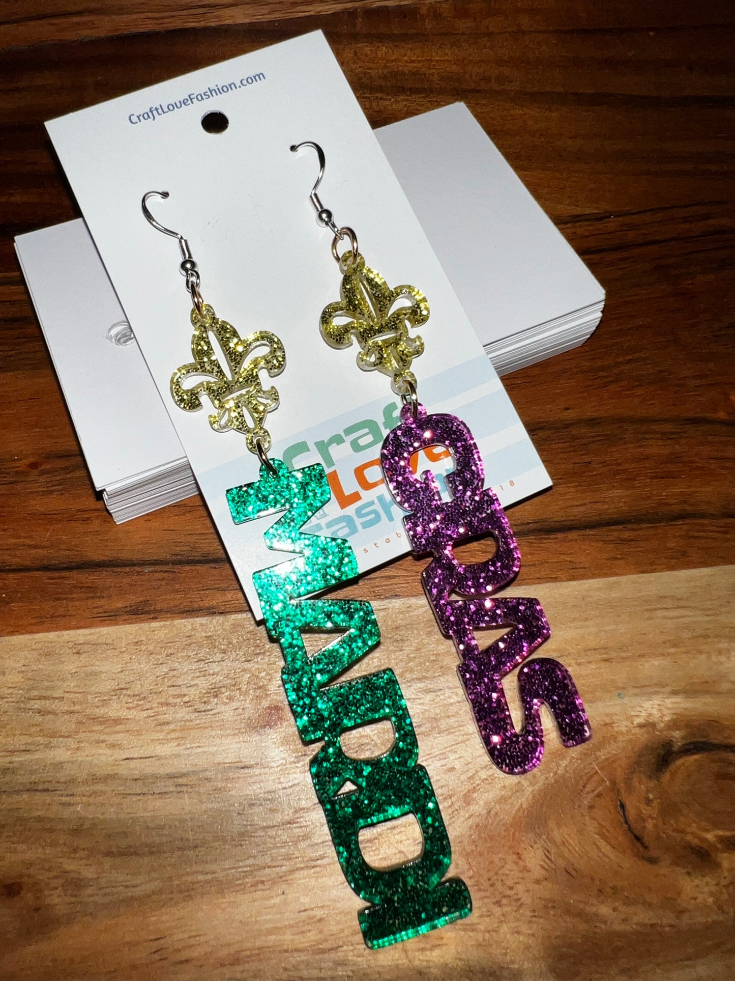 Mardi Gras- Acrylic Earrings- Mardi Gras