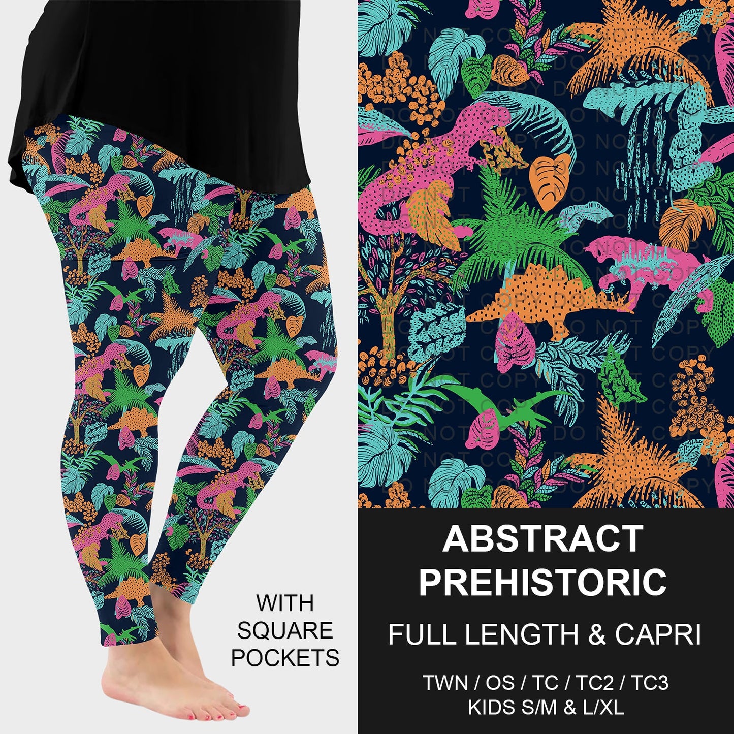 B298 - Preorder Abstract Prehistoric Leggings w/ Pockets (Closes 7/05. ETA: early Sept.)