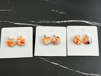 Swirled Pumpkin 2- Spooky Stud Earrings