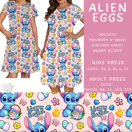 Batch #477 - Magical Character Easter - Closes 1/12 ETA - Early March - Alien Eggs Adult & Kids Dresses
