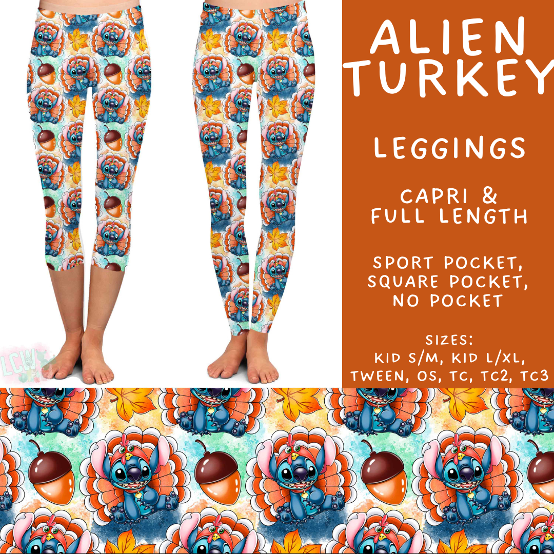 Batch #583 - Magical Character Fall - Closes 9/9 - ETA early Nov - Alien Turkey Full and Capri Length Leggings