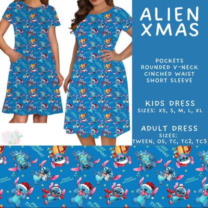 Batch #598 - Magical Character Christmas 2 - Closes 10/14 - ETA early Dec - Alien Xmas Adult & Kids Dresses
