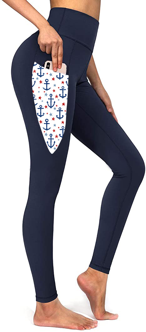 Anchors V Pocket Leggings with Pockets -BLACK BACKGROUND