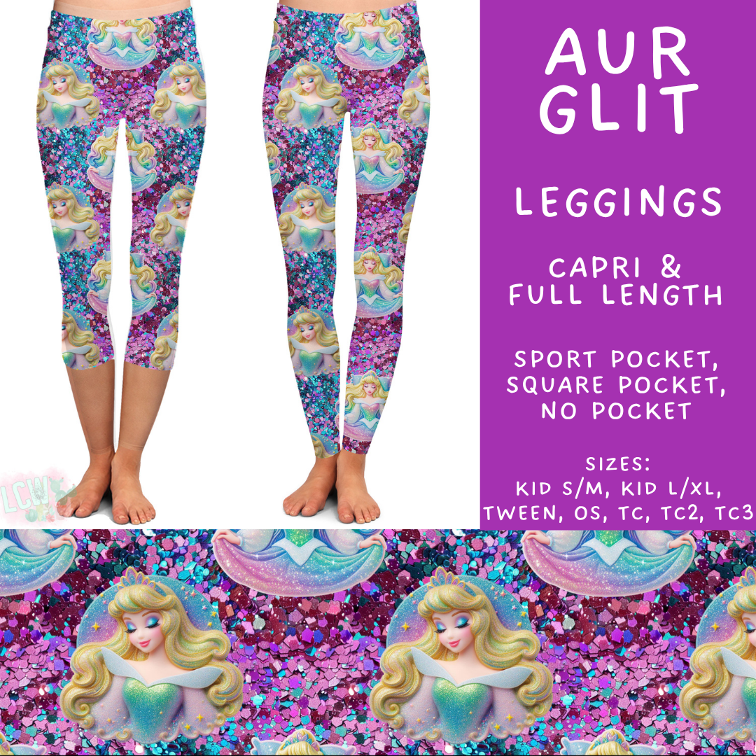 Batch #557 - Princess Glitter - Closes 7/17 - ETA mid Sept - Aur Glit Full and Capri Length Leggings