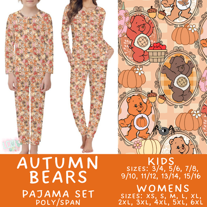 Batch #580 - Fall Family Pajamas 2 - Closes 9/4 - ETA early Nov - Autumn Bears Women's & Kid's Pajama Set