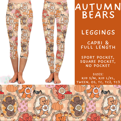 Batch #583 - Magical Character Fall - Closes 9/9 - ETA early Nov - Autumn Bears Full and Capri Length Leggings