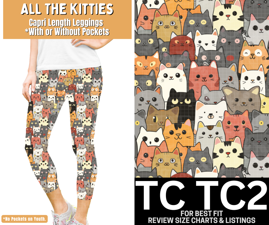 All The Kitties Capri Length Leggings w/ Pockets