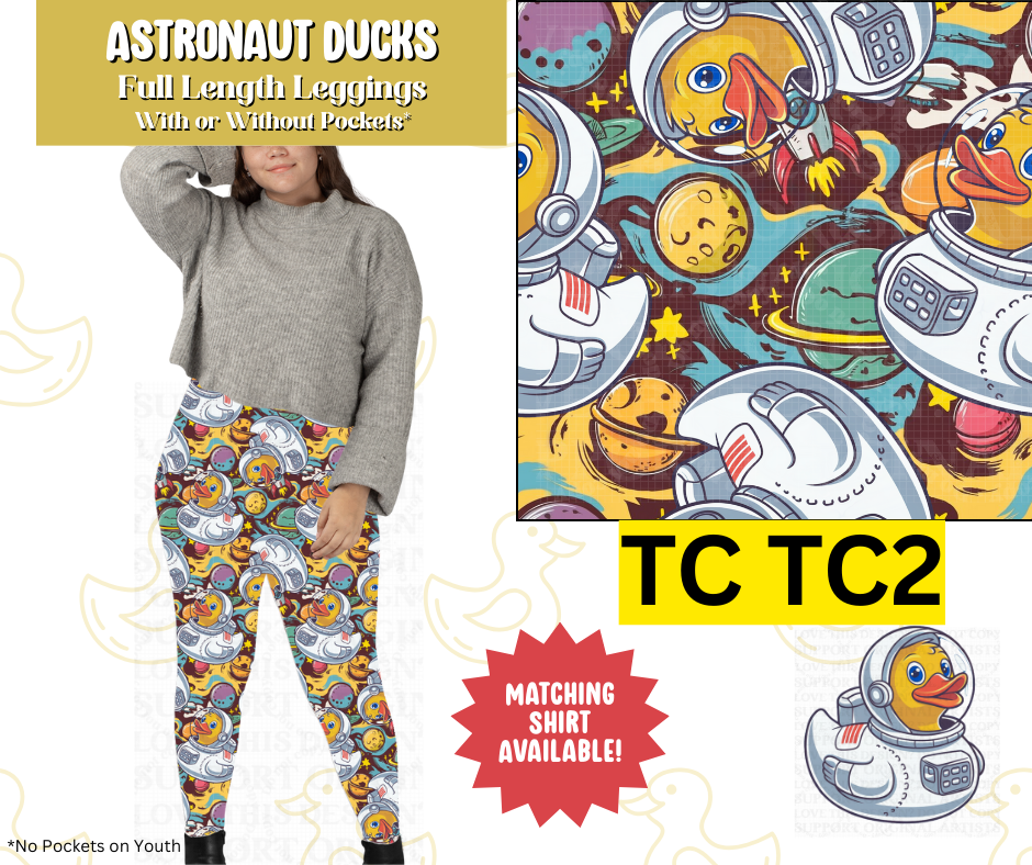 Astronaut Ducks Full Length Leggings w/ Pockets