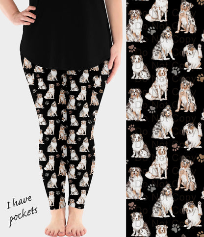 RTS - Australian Shepherd Dog Breed Leggings w/ Pockets